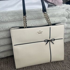 Kate Spade Black and Cream Tote with Bow Accent